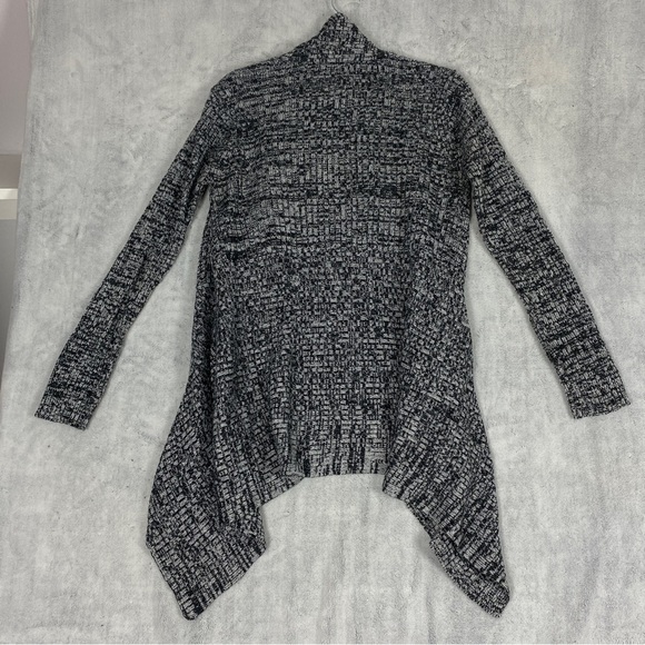 UK2LA Waterfall Front Cardigan Heather Grey Ribbed Knit Sz Small - Picture 2 of 12